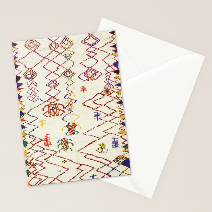 Red Yellow Abstract Antique Colorful Moroccan Rug Print Stationery Card Gallery Image 2