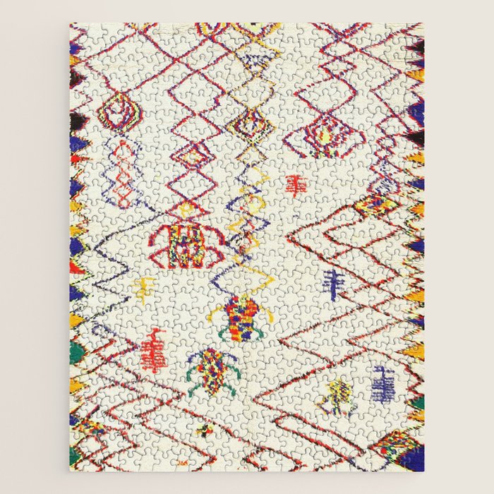 Red Yellow Abstract Antique Colorful Moroccan Rug Print Jigsaw Puzzle Gallery Image 1