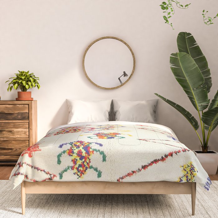 Red Yellow Abstract Antique Colorful Moroccan Rug Print Comforter Gallery Image 3