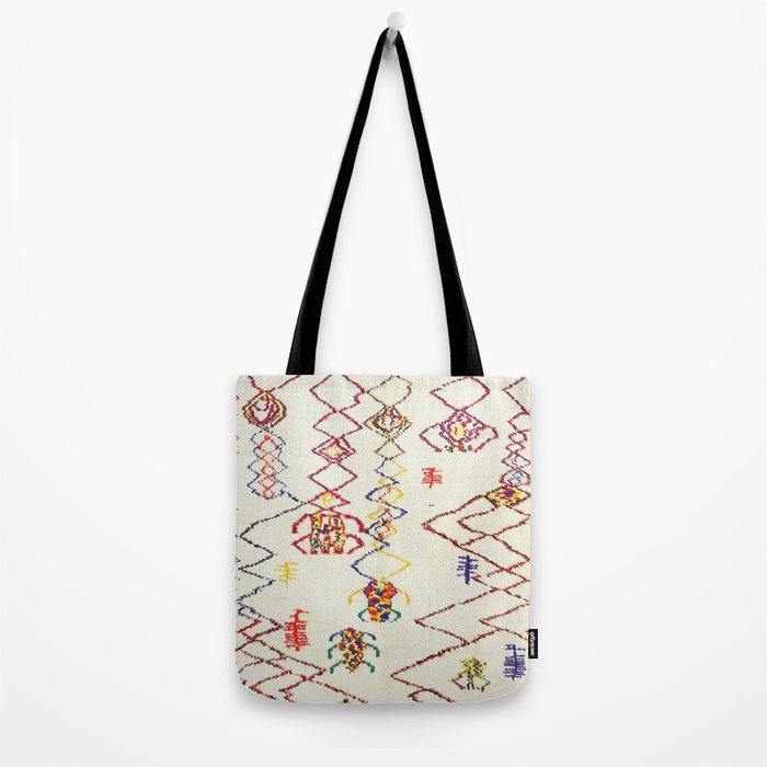 Red Yellow Abstract Antique Colorful Moroccan Rug Print Tote Bag Gallery Image 2