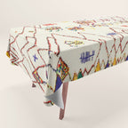 Red Yellow Abstract Antique Colorful Moroccan Rug Print Tablecloth Gallery Image 1