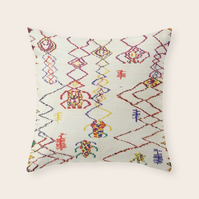 Red Yellow Abstract Antique Colorful Moroccan Rug Print Throw Pillow Gallery Image 6