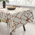 Red Yellow Abstract Antique Colorful Moroccan Rug Print Tablecloth Gallery Image 3