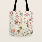 Red Yellow Abstract Antique Colorful Moroccan Rug Print Tote Bag Gallery Image 1