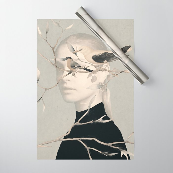 Woman and Birds 2 Wrapping Paper Gallery Image 1