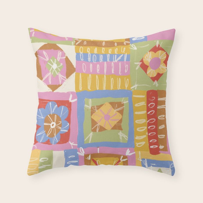 Crochet Patchwork Throw Pillow Gallery Image 1