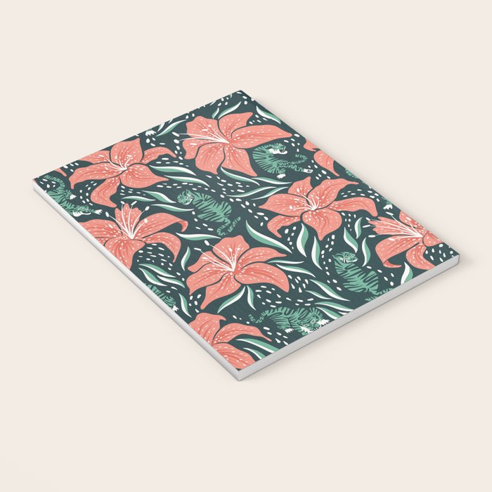 Tigers & Tiger Lilies - Teal & Rose Notebook Gallery Image 3