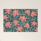 Tigers & Tiger Lilies - Teal & Rose Welcome Mat Gallery Image 1
