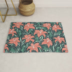 Tigers & Tiger Lilies - Teal & Rose Rug Gallery Image 1