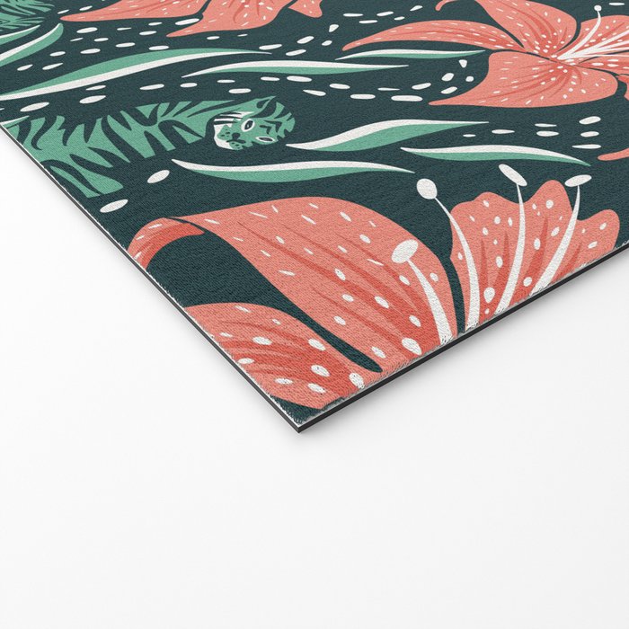 Tigers & Tiger Lilies - Teal & Rose Welcome Mat Gallery Image 2