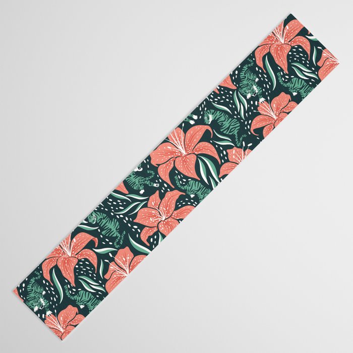 Tigers & Tiger Lilies - Teal & Rose Table Runner Gallery Image 3