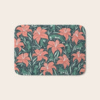 Tigers & Tiger Lilies - Teal & Rose Bath Mat Gallery Image 1