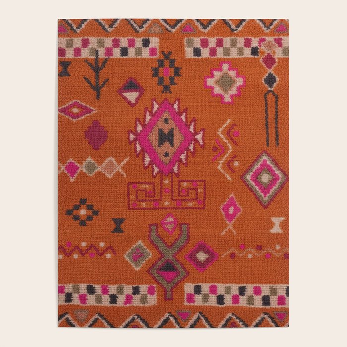 Moroccan Berber Geometric Pattern In Warm Earth Tones Poster Gallery Image 1