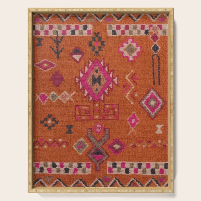 Moroccan Berber Geometric Pattern In Warm Earth Tones Serving Tray Gallery Image 1