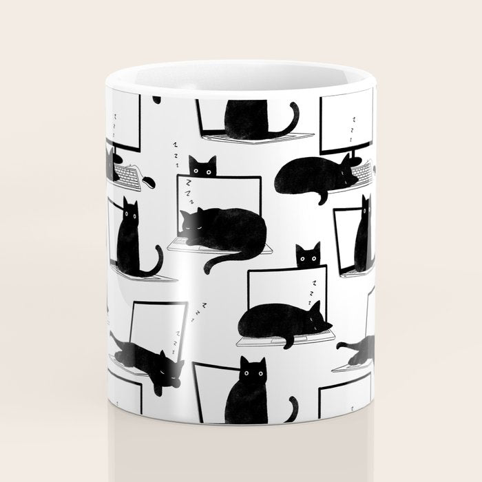 Cats Sitting on Laptops Coffee Mug Gallery Image 4