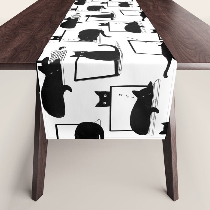 Cats Sitting on Laptops Table Runner Gallery Image 1
