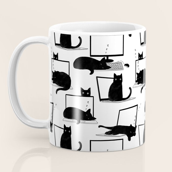 Cats Sitting on Laptops Coffee Mug Gallery Image 3