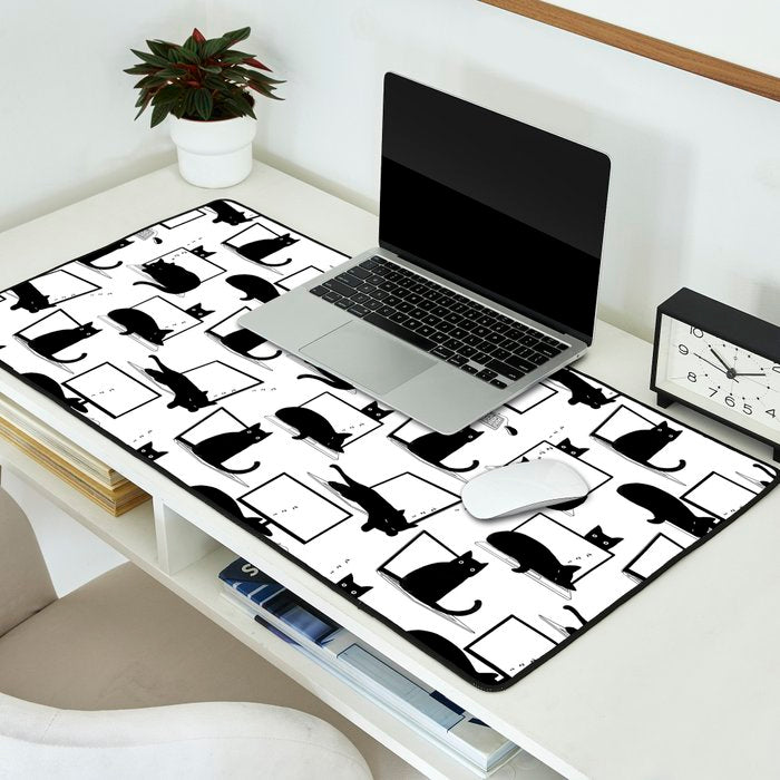 Cats Sitting on Laptops Desk Mat Gallery Image 2