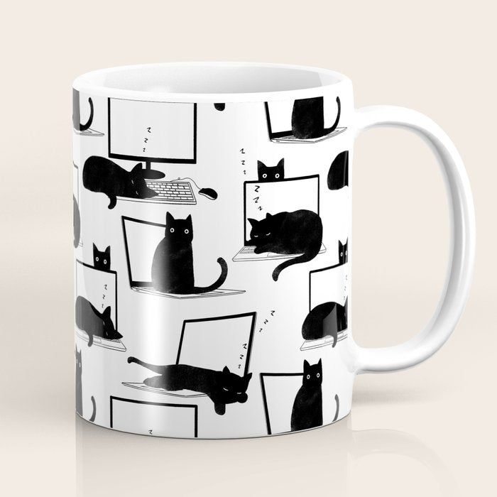 Cats Sitting on Laptops Coffee Mug Gallery Image 1