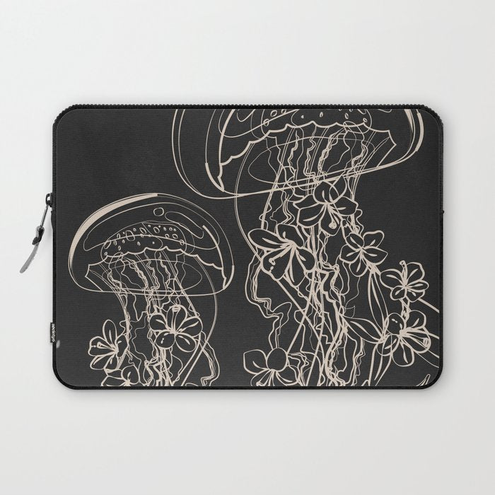 Minimal Floral Jellyfishes 2 Laptop Sleeve Gallery Image 1