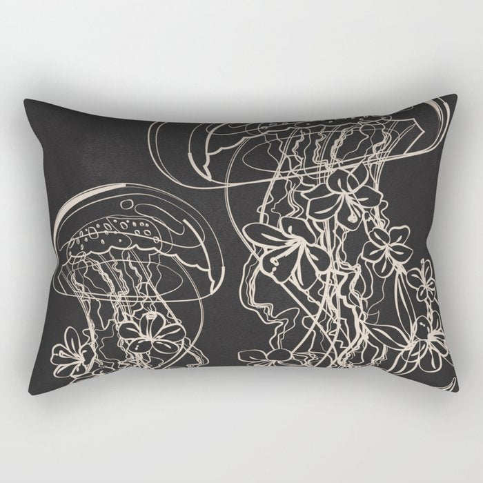 Minimal Floral Jellyfishes 2 Rectangular Pillow Gallery Image 1