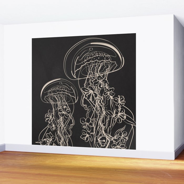 Minimal Floral Jellyfishes 2 Wall Mural Gallery Image 2
