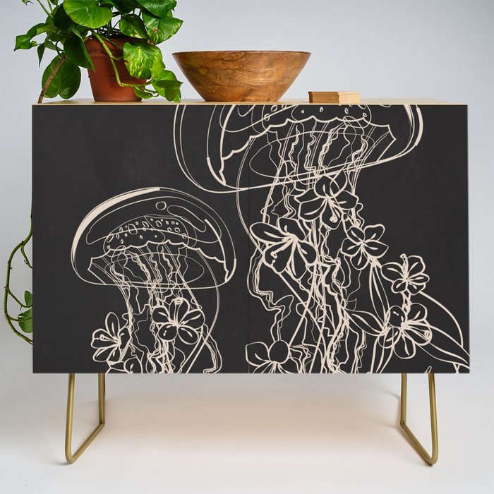 Minimal Floral Jellyfishes 2 Credenza Gallery Image 1