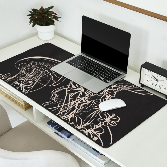 Minimal Floral Jellyfishes 2 Desk Mat Gallery Image 2