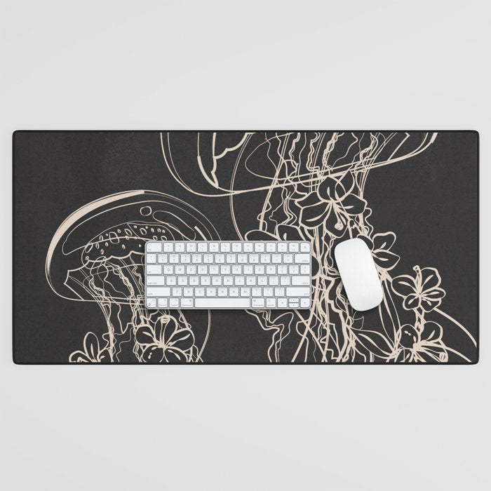 Minimal Floral Jellyfishes 2 Desk Mat Gallery Image 1