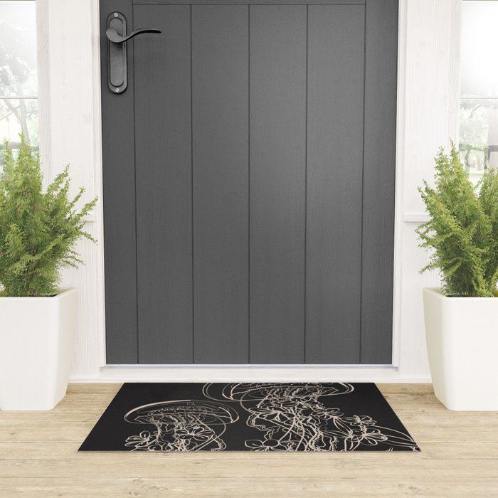 Minimal Floral Jellyfishes 2 Welcome Mat Gallery Image 3