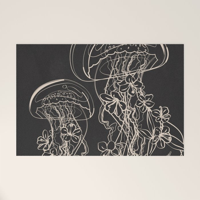 Minimal Floral Jellyfishes 2 Welcome Mat Gallery Image 1