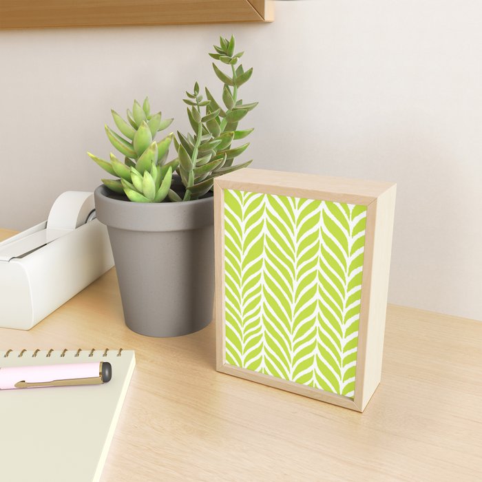Palm Leaves Pattern Chartreuse Green Mini Art Print Gallery Image 2