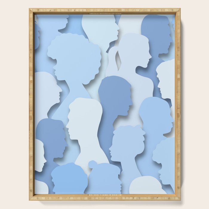 Diverse people paper cut crowd pattern Serving Tray Gallery Image 1