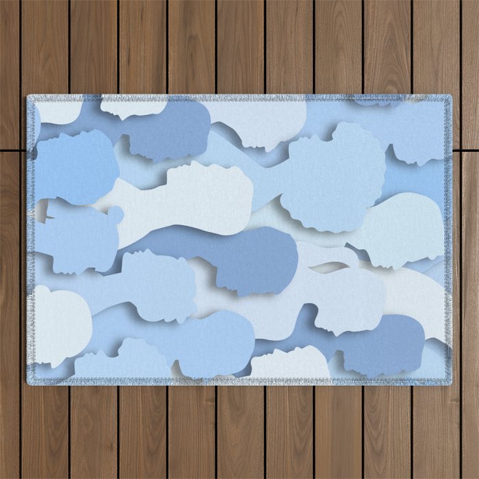 Diverse people paper cut crowd pattern Outdoor Rug Gallery Image 1