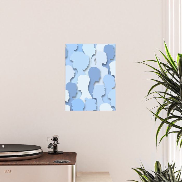 Diverse people paper cut crowd pattern Poster Gallery Image 2