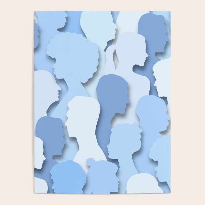 Diverse people paper cut crowd pattern Poster Gallery Image 4