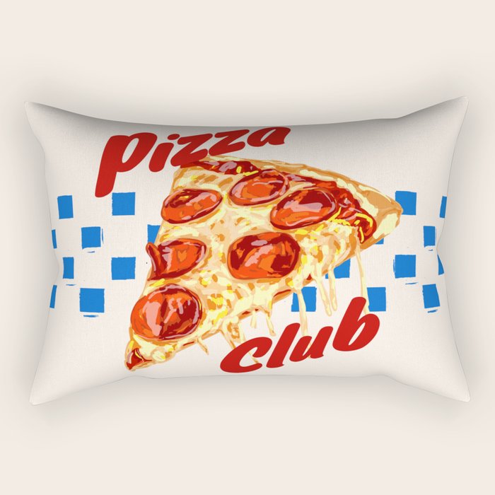 Pizza Club Retro Pepperoni Slice Rectangular Pillow Gallery Image 2