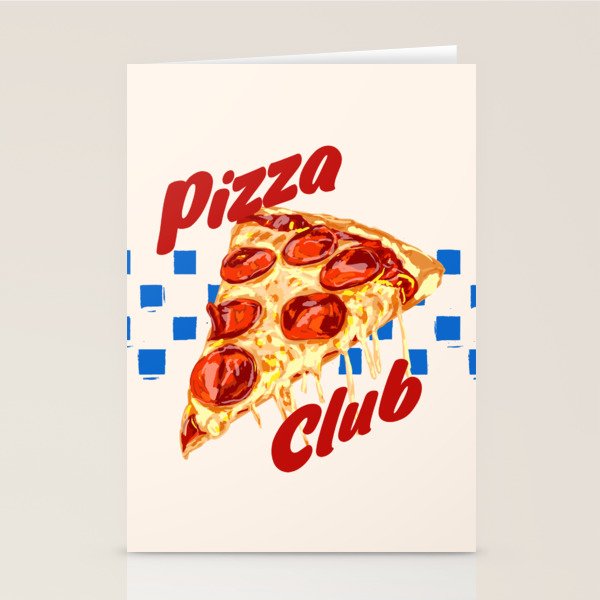 Pizza Club Retro Pepperoni Slice Stationery Card Gallery Image 2
