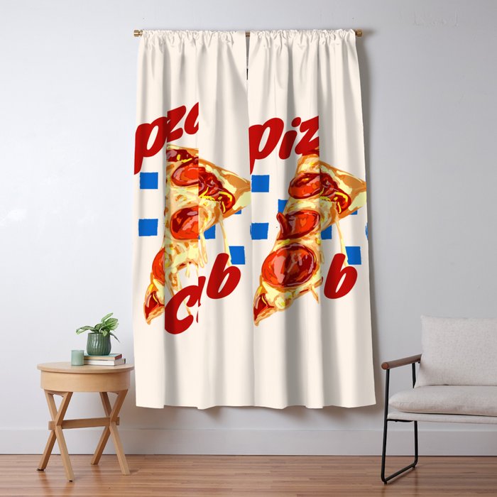 Pizza Club Retro Pepperoni Slice Window Curtain Gallery Image 1