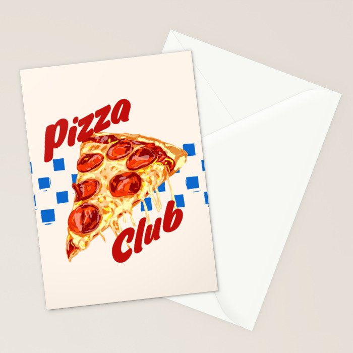 Pizza Club Retro Pepperoni Slice Stationery Card Gallery Image 2