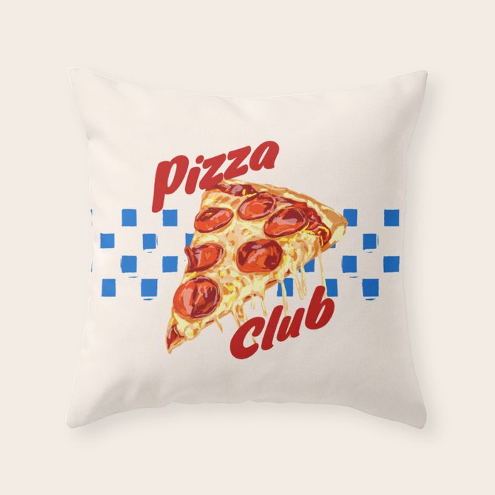 Pizza Club Retro Pepperoni Slice Throw Pillow Gallery Image 6