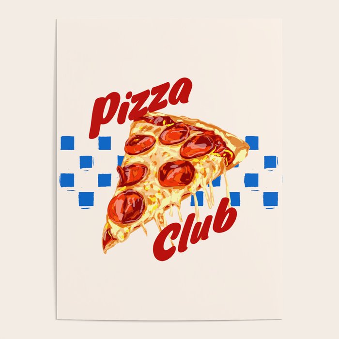 Pizza Club Retro Pepperoni Slice Poster Gallery Image 1