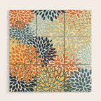 Modern, Floral Prints, Orange, Blue, Yellow Wood Wall Art Gallery Image 1