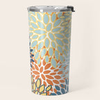 Modern, Floral Prints, Orange, Blue, Yellow Travel Mug Gallery Image 2