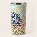Modern, Floral Prints, Orange, Blue, Yellow Travel Mug Gallery Image 1