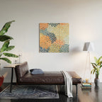 Modern, Floral Prints, Orange, Blue, Yellow Wood Wall Art Gallery Image 2