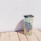 Modern, Floral Prints, Orange, Blue, Yellow Travel Mug Gallery Image 4