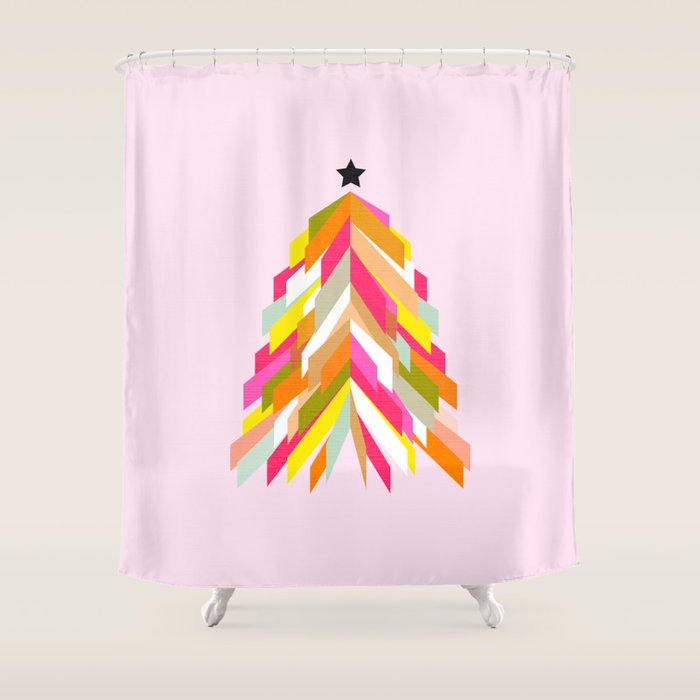 Rainbow Christmas Tree Shower Curtain Gallery Image 1