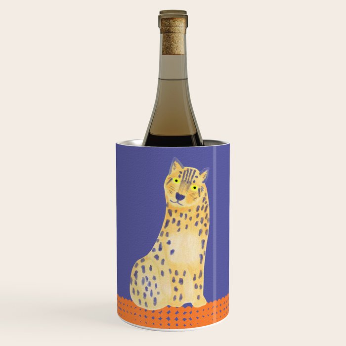 Relaxing Leopard - Orange and Very Peri Wine Chiller Gallery Image 1