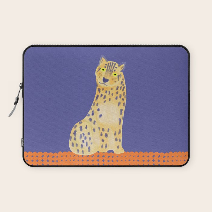 Relaxing Leopard - Orange and Very Peri Laptop Sleeve Gallery Image 1